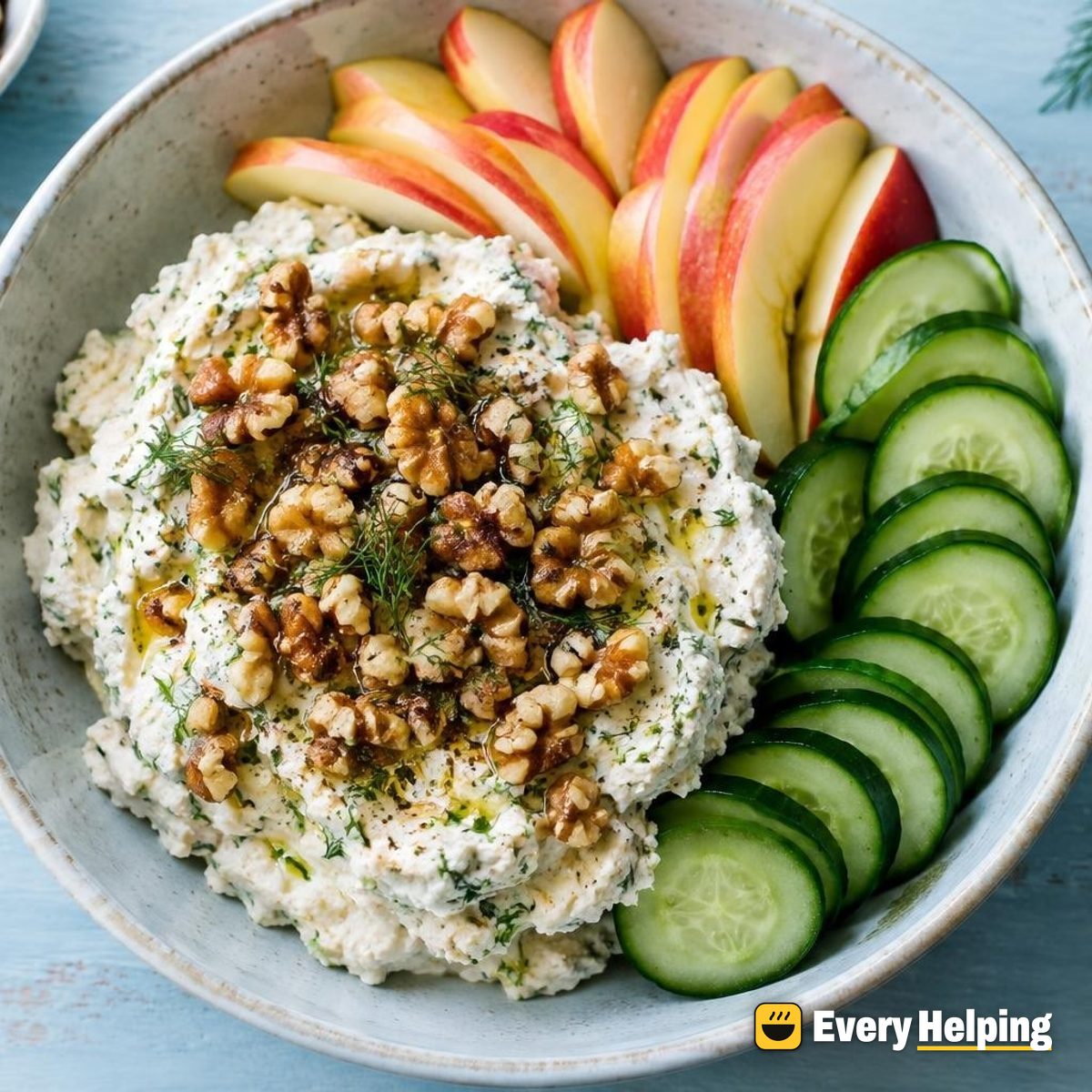 Garlic-Dill Ricotta Spread with Walnuts and Apples