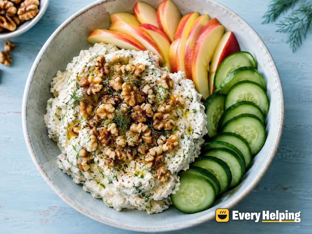 Garlic-Dill Ricotta Spread with Walnuts and Apples