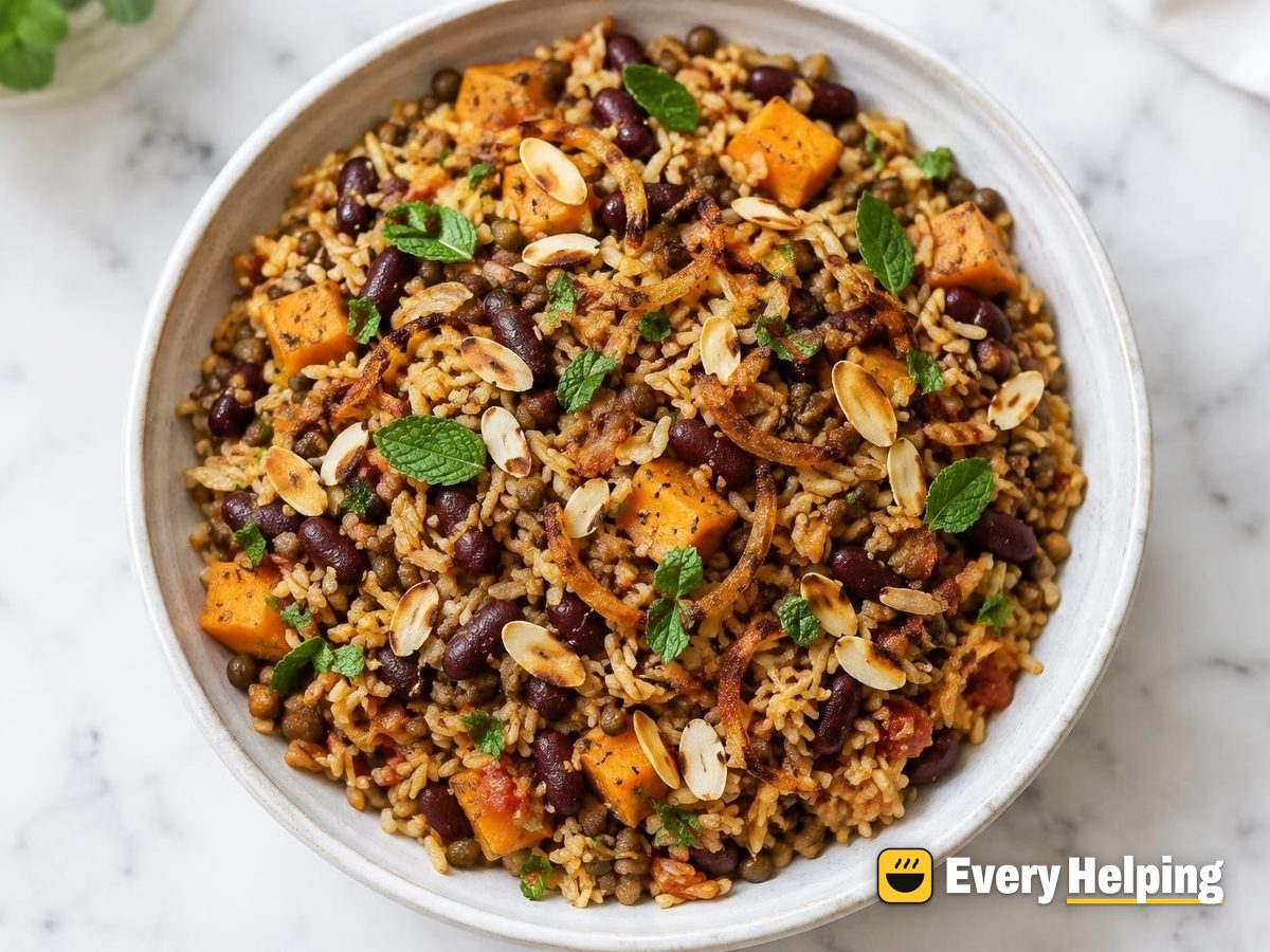 Ginger Garlic Kidney Bean and Lentil Biryani