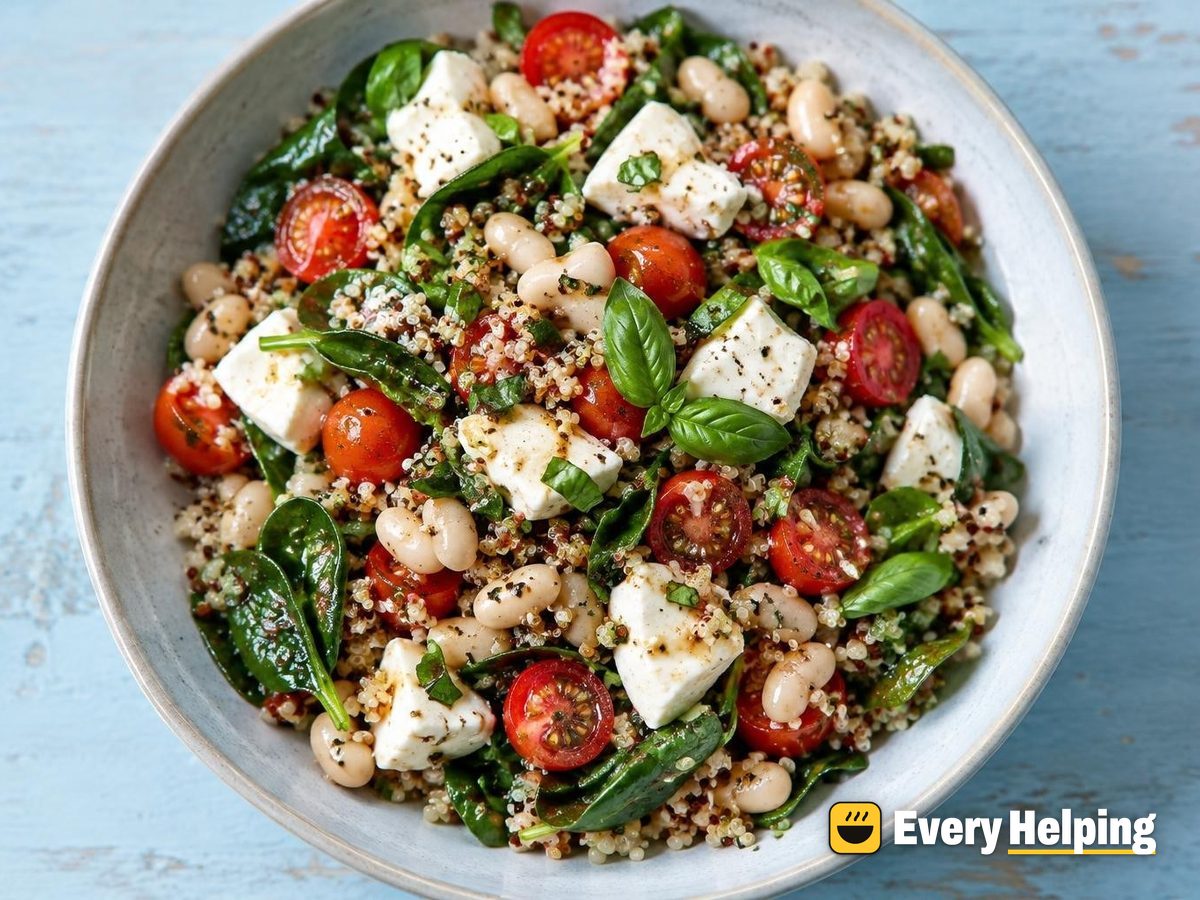 Mozzarella, White Bean and Quinoa Caprese Salad