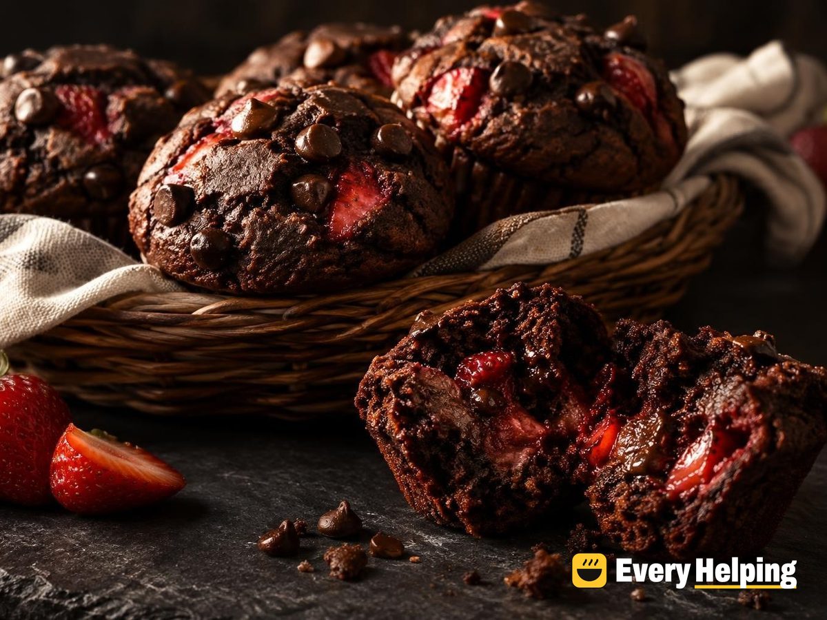 Double Chocolate Strawberry Muffins