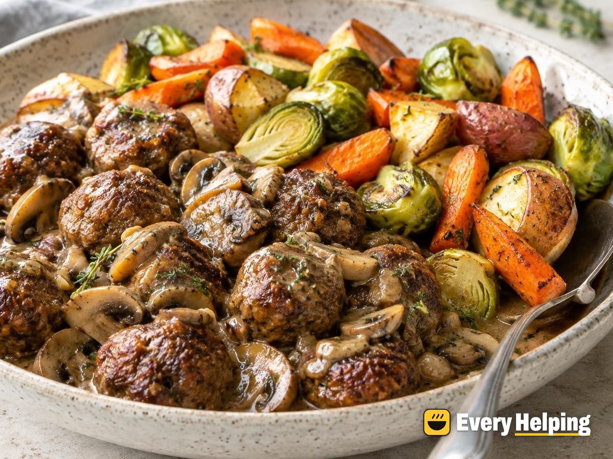 Beef Meatballs with Thyme Mushroom Sauce