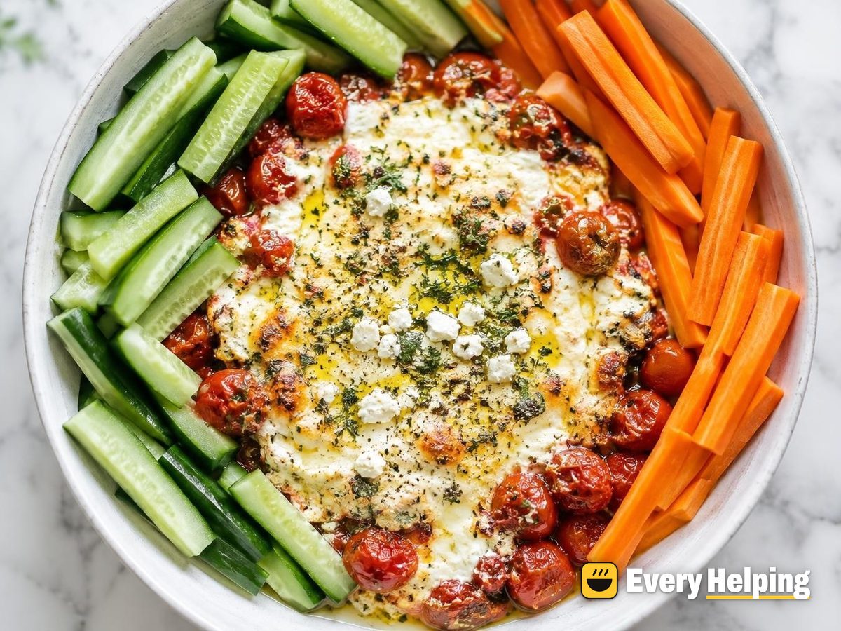Baked Lemon Herb Feta with Crisp Vegetables