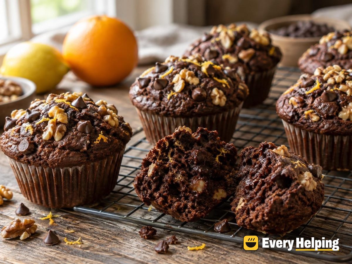 Chocolate Citrus Walnut Muffins