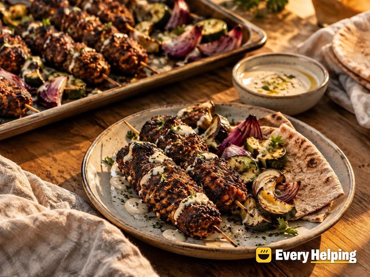 Smoky Black Bean Kofta Skewers with Tahini