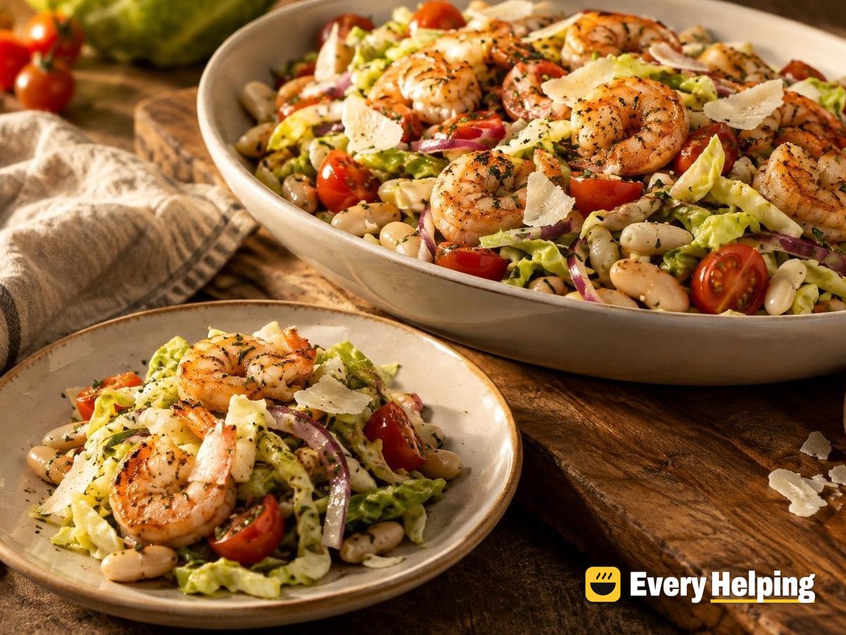 Garlic Shrimp and White Bean Cabbage Salad