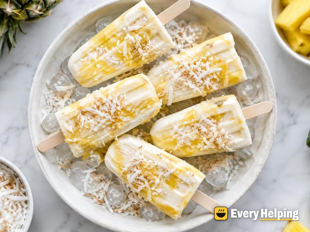 Pineapple Coconut Swirl Yogurt Pops