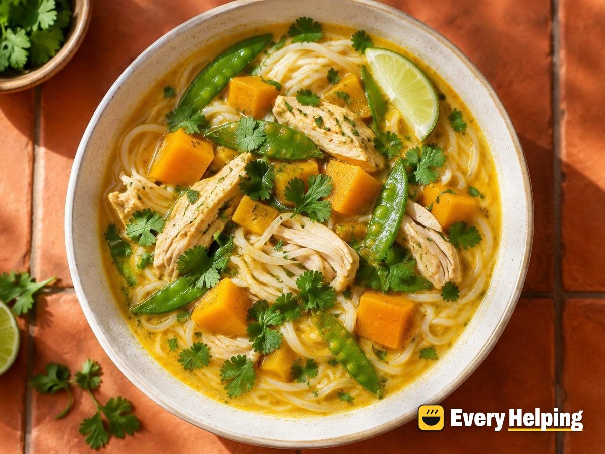 Curry Coconut Chicken Noodle Soup with Squash