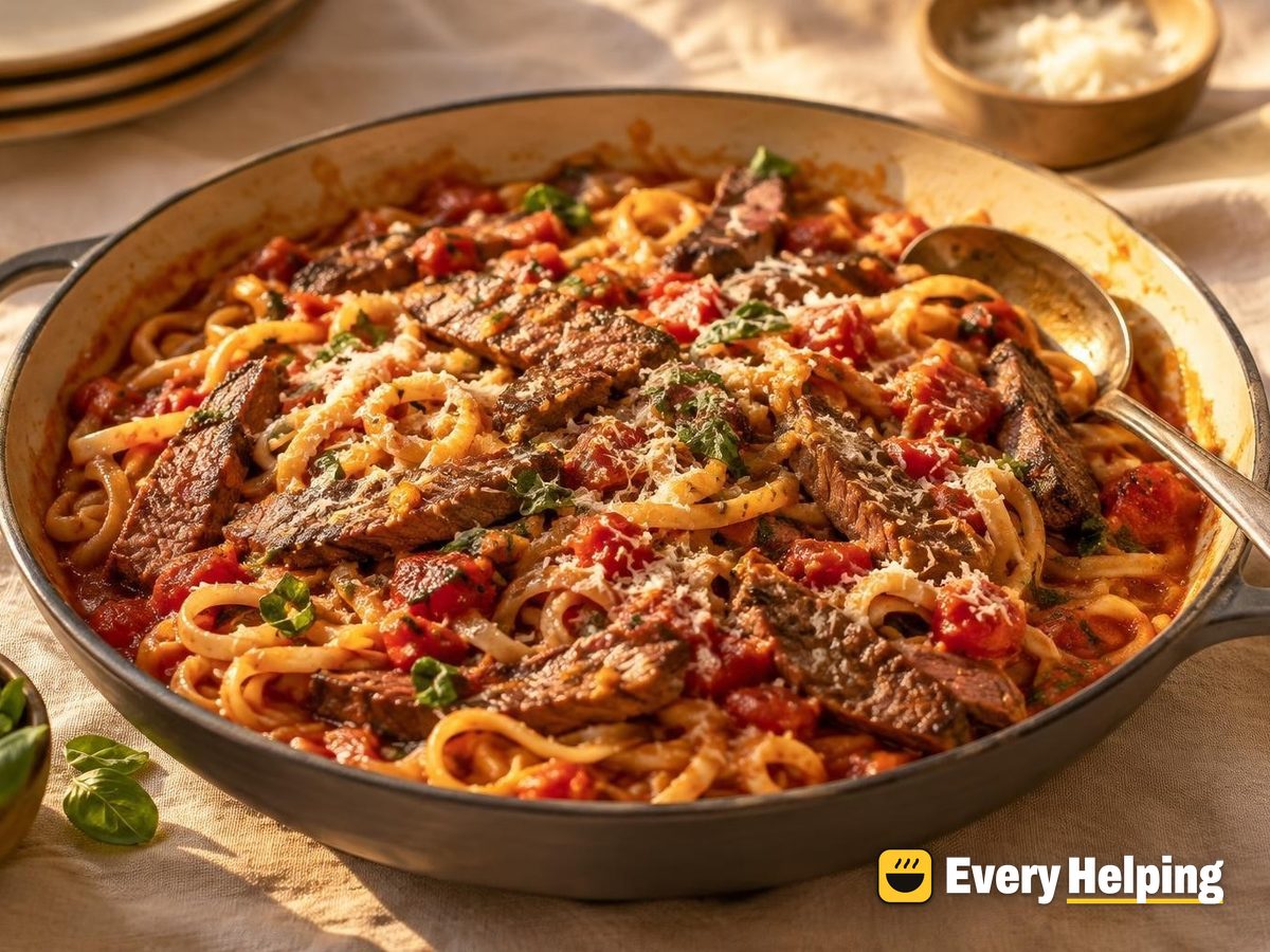 Seared Sirloin Noodle Bowls with Tomato Basil