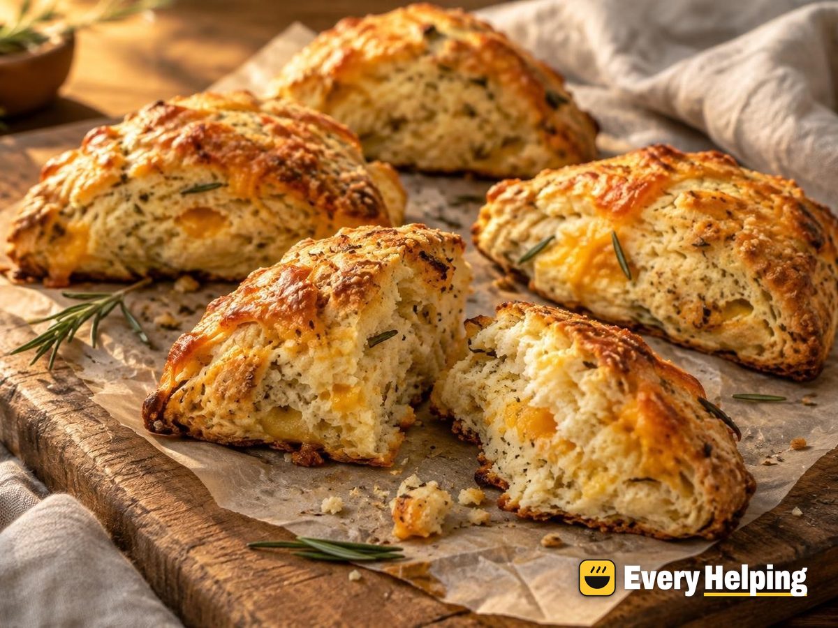 Cheddar Rosemary Wedge Scones with Cream