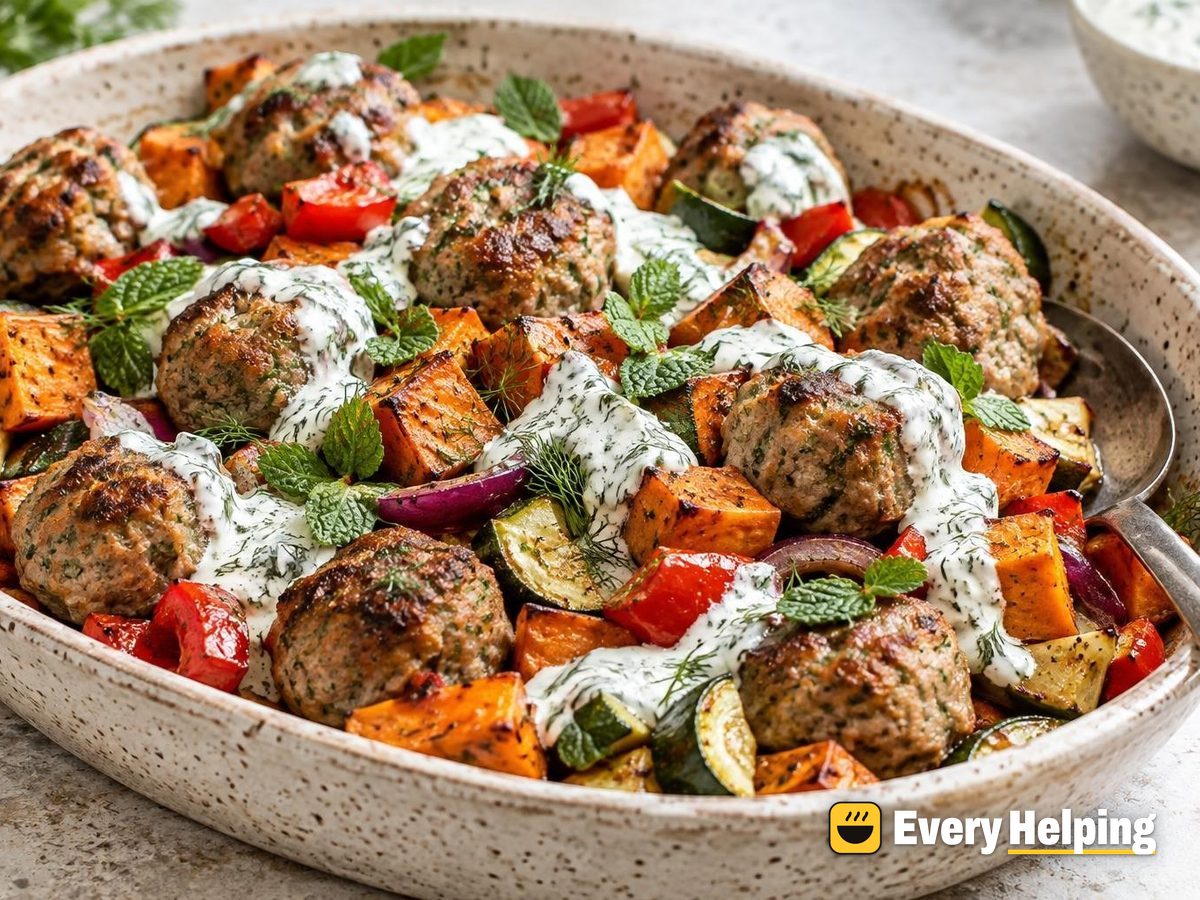 Pork Meatballs with Dill Yogurt Sauce