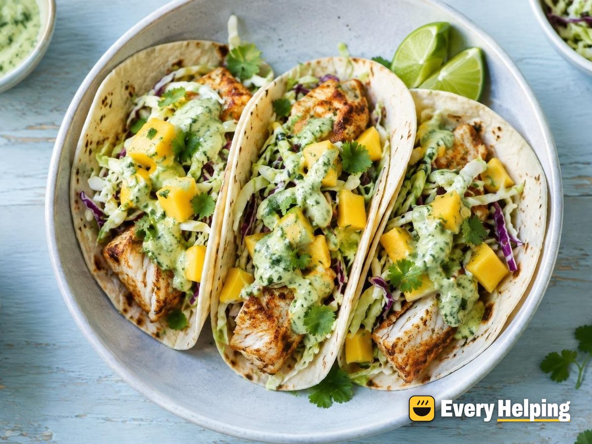 Cumin-Paprika Cod Soft Tacos with Avocado Sauce