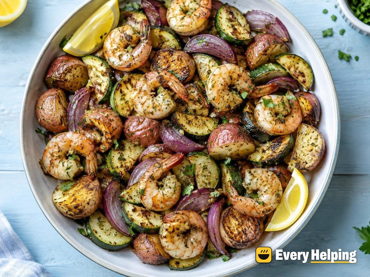 Garlic Herb Sheet Pan Shrimp with Zucchini