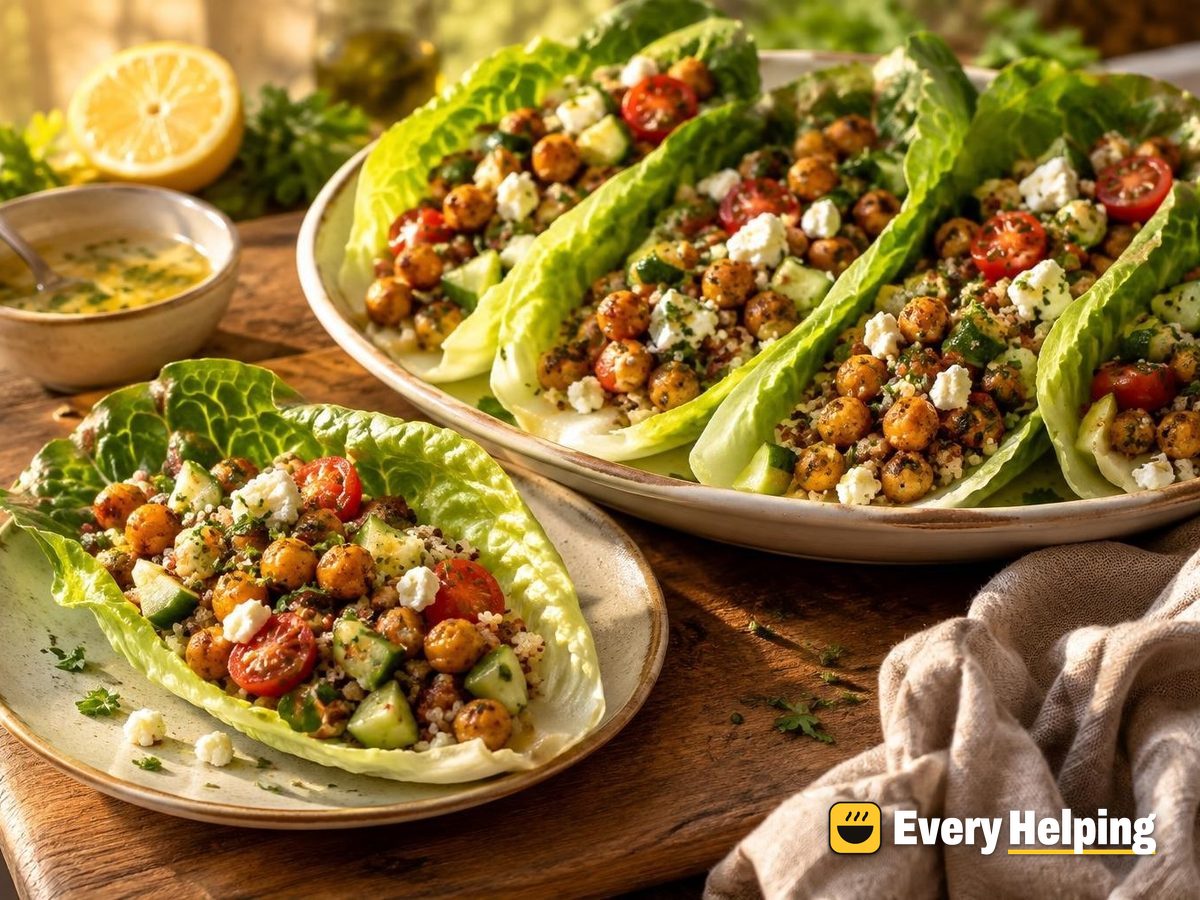Crispy Chickpea Romaine Wraps with Feta