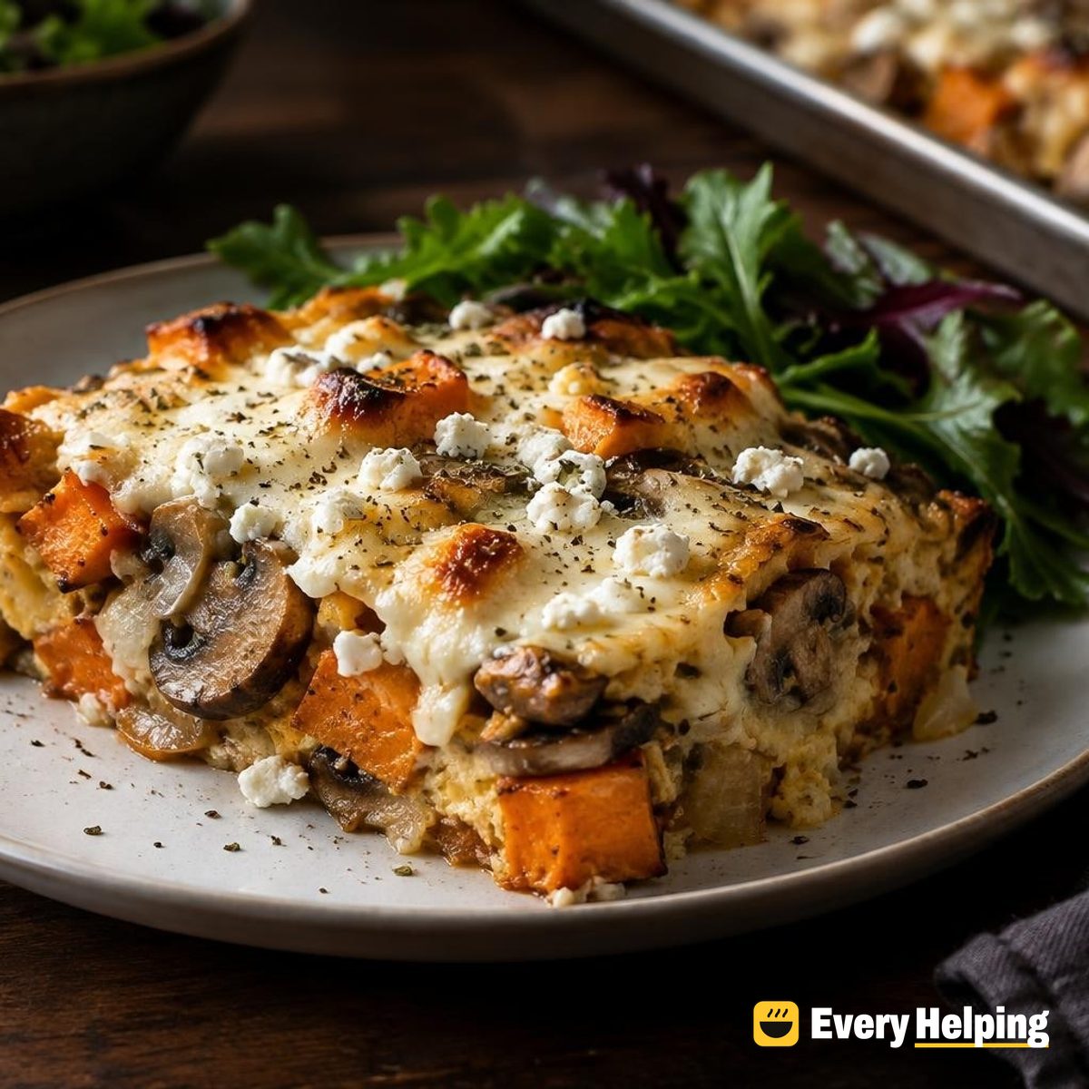 Sheet-Pan Sweet Potato Mushroom Mozzarella Egg Bake