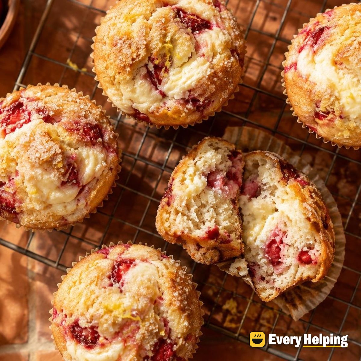 Strawberries and Cream Cheese Swirl Muffins