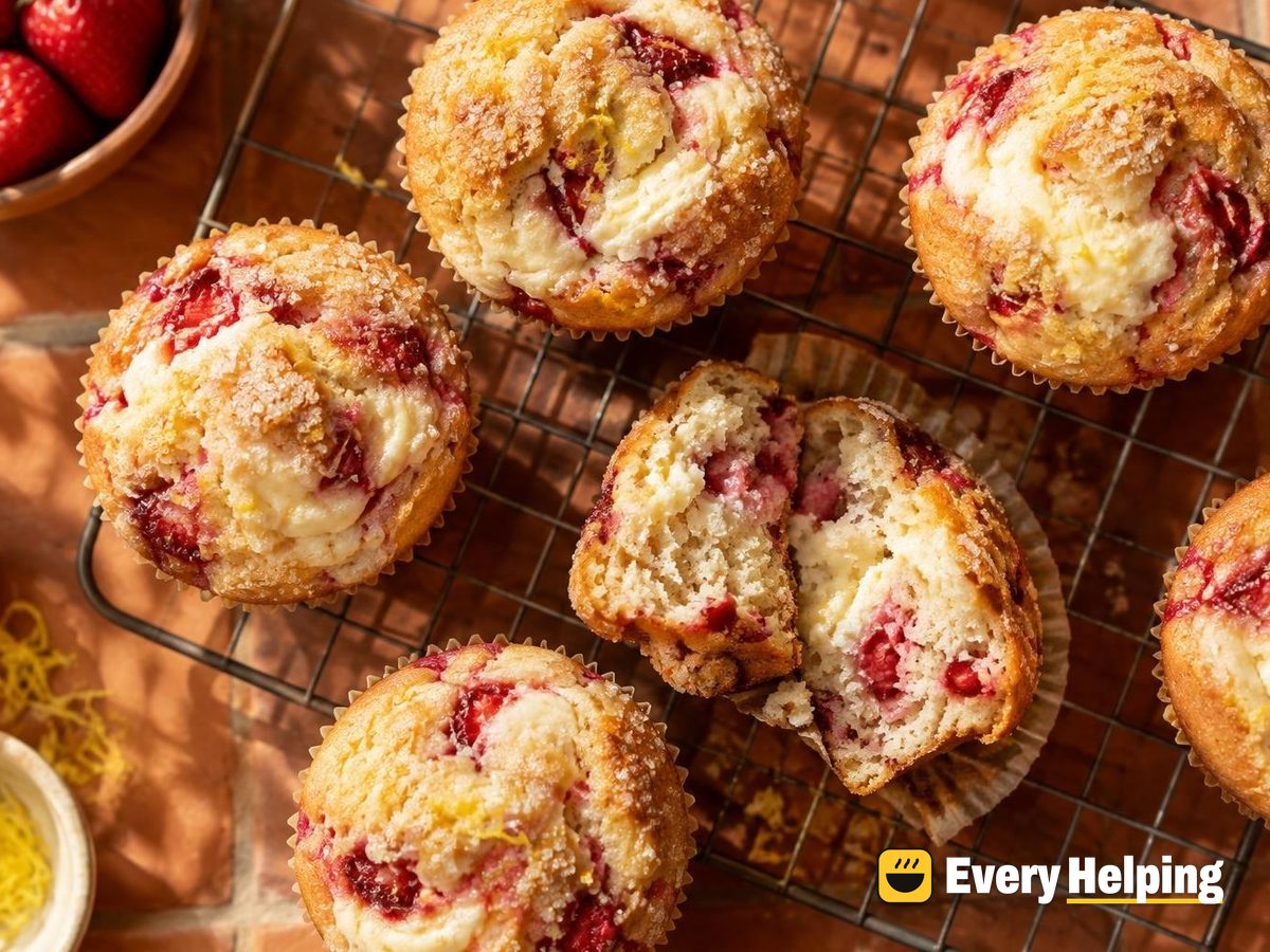 Strawberries and Cream Cheese Swirl Muffins
