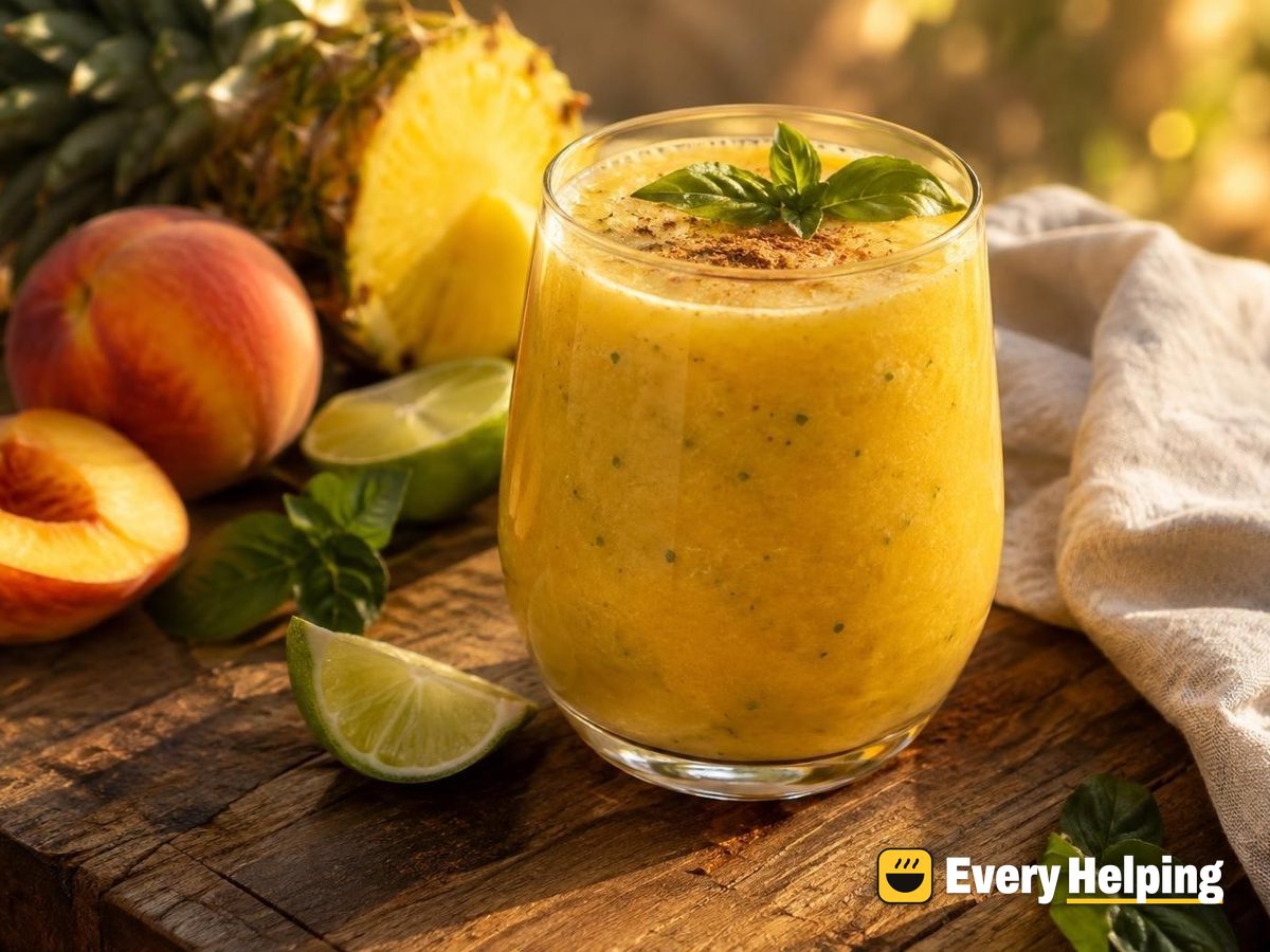 Pineapple-Peach Agua Fresca with Basil