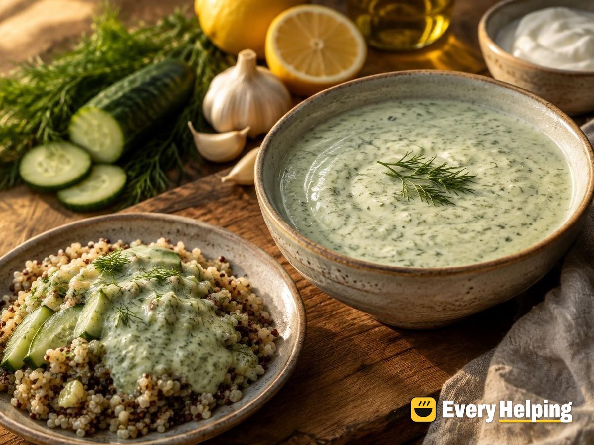 Garlicky Cucumber Dill Yogurt Vinaigrette