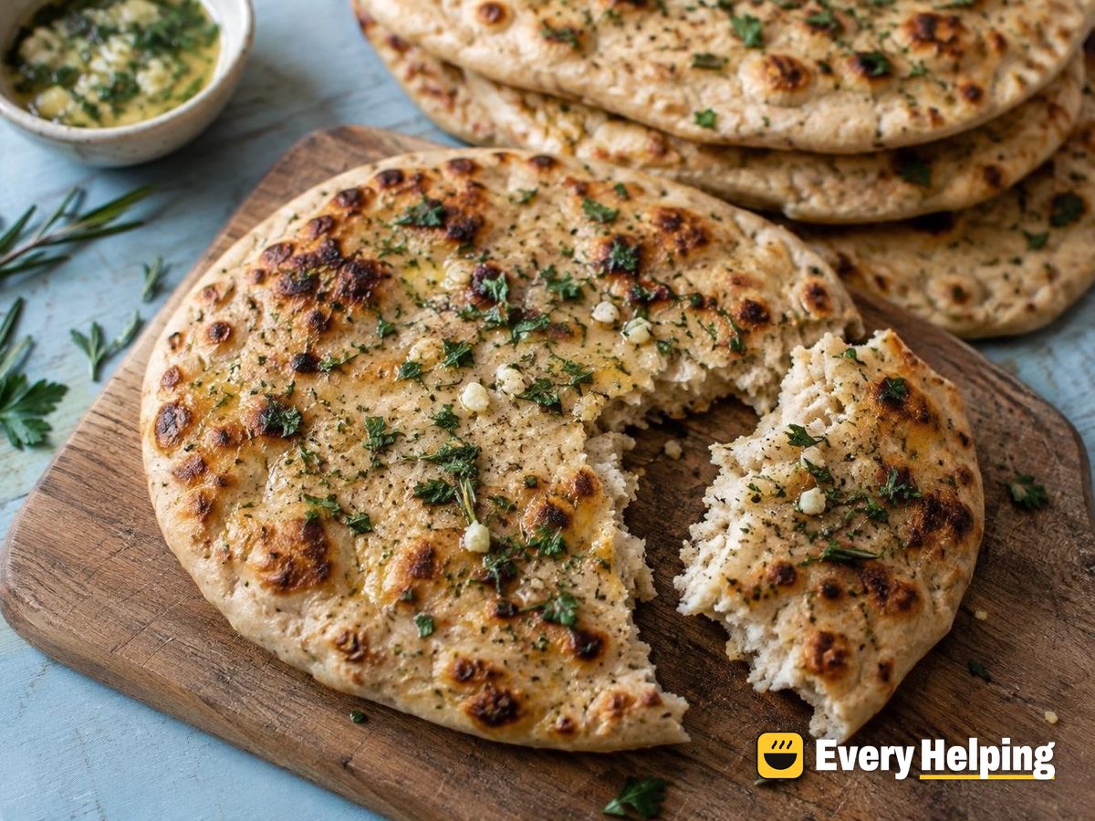 Whole Wheat Yogurt Naan with Rosemary Garlic Butter