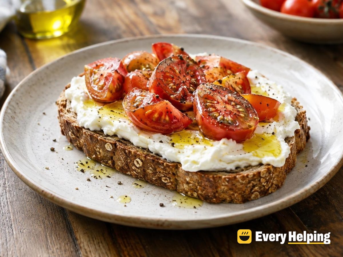 Creamy Greek Yogurt Labneh with Toast and Tomatoes