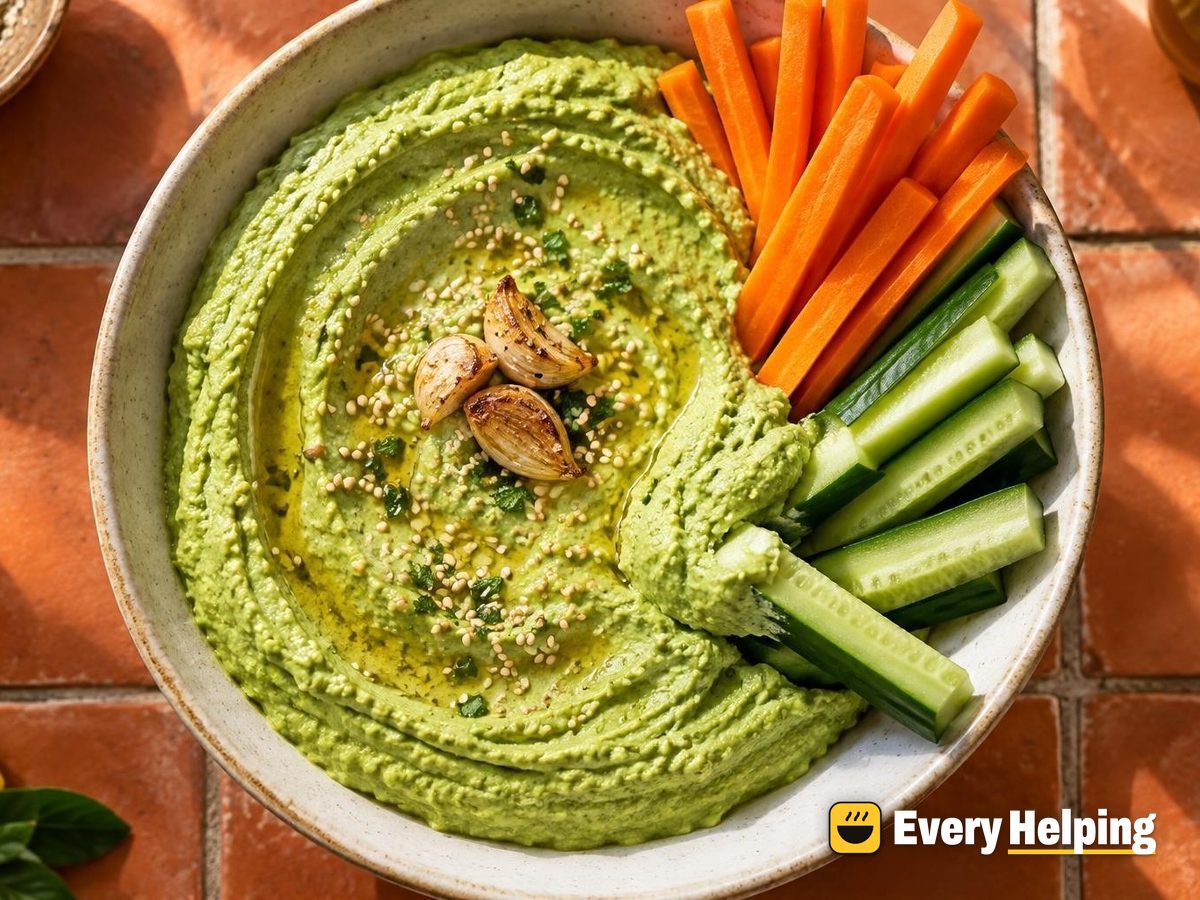 Roasted Garlic Lemon Edamame Hummus