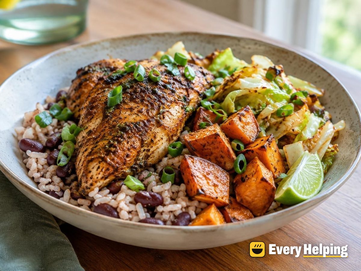 Jerk-Spiced Chicken with Sweet Potato and Cabbage