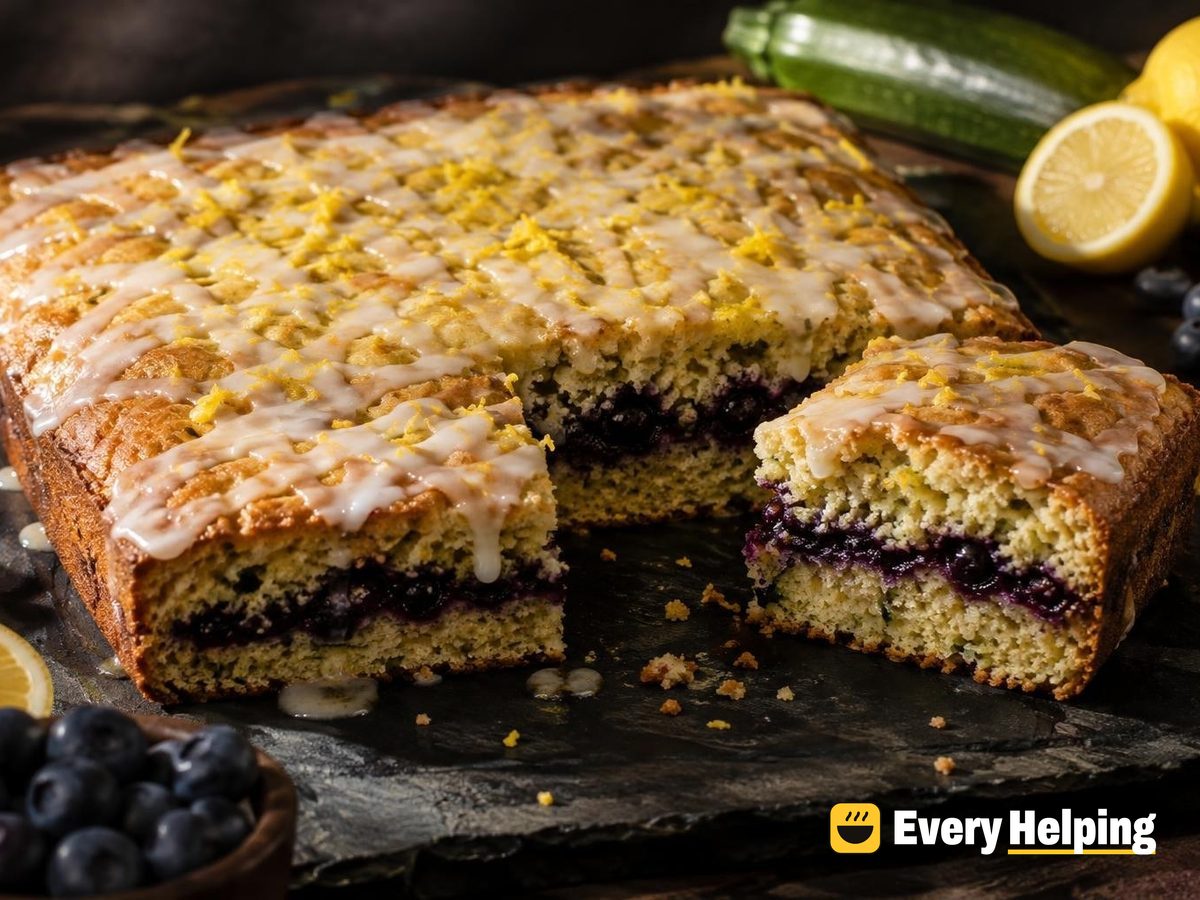 Lemon Zucchini Sheet Cake with Blueberry Filling