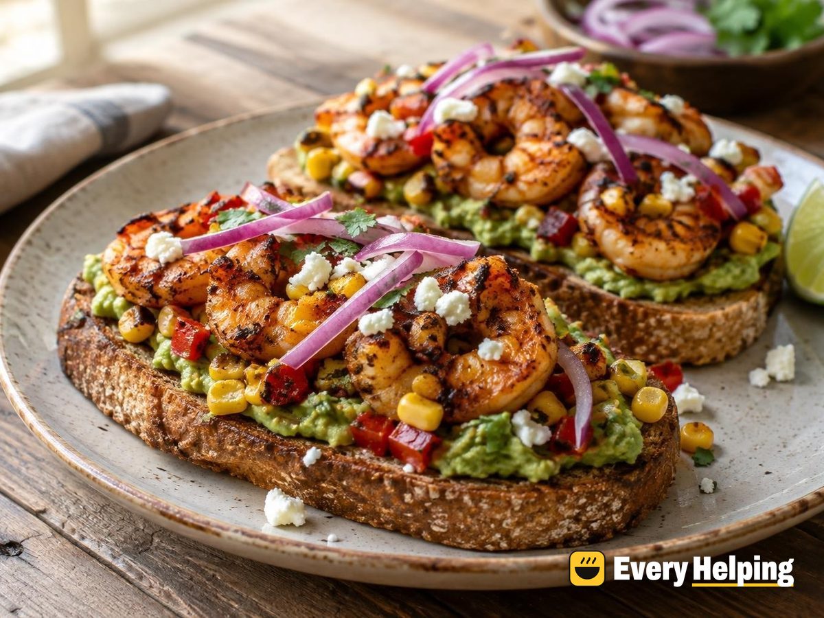 Smoky Shrimp and Charred Corn Open Toasts