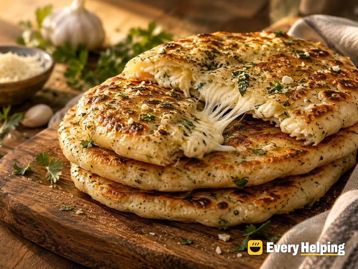 Mozzarella-Stuffed Garlic Oregano Skillet Flatbreads