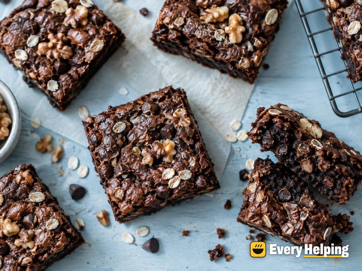 Fudgy Oat Brownies with Toasted Walnuts