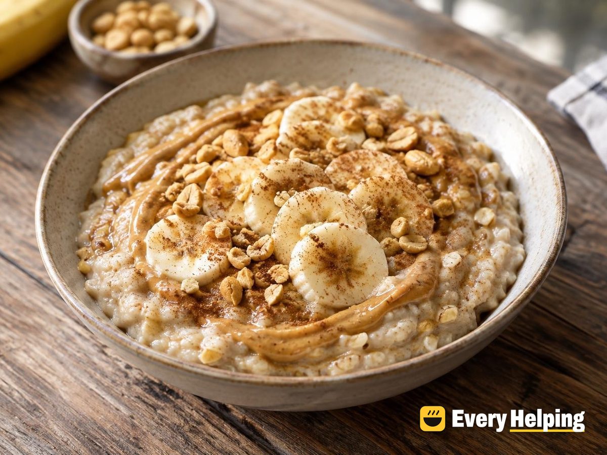 Banana Peanut Butter Porridge with Cinnamon