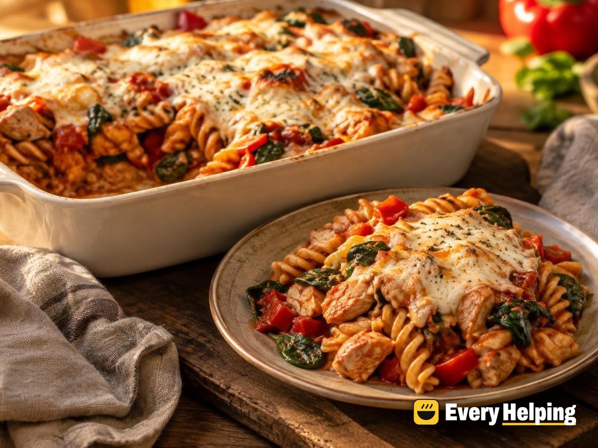 Baked Chicken Fusilli in Roasted Pepper Sauce