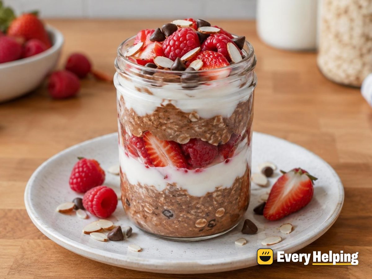Chocolate Raspberry Overnight Oat Parfaits