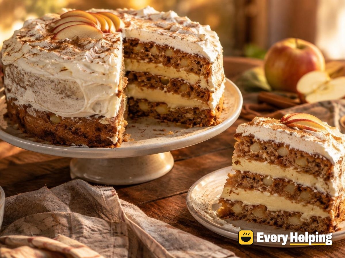 Spiced Apple Layer Cake with Vanilla Custard