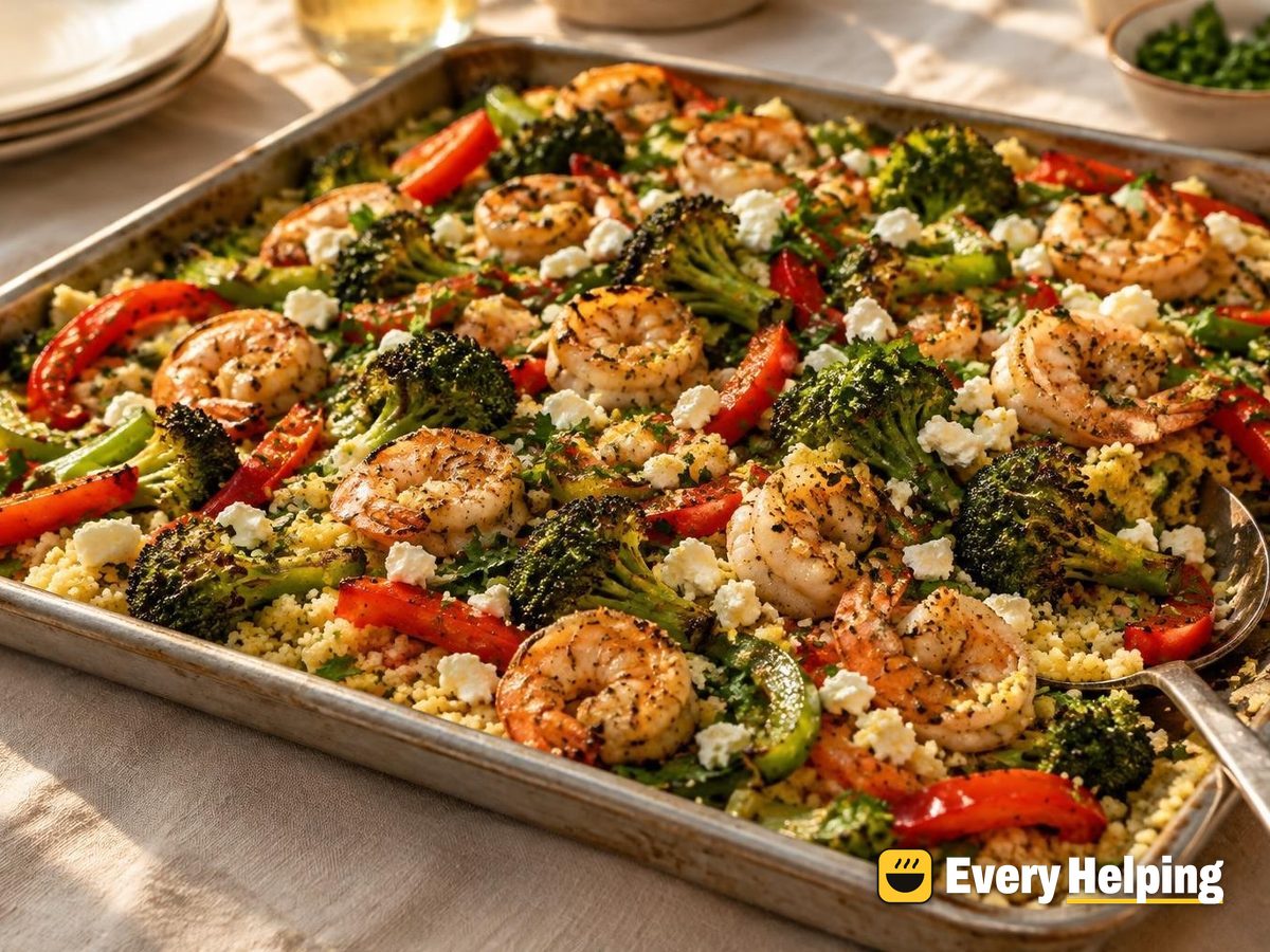 Lemon Black Pepper Shrimp Sheet Pan with Couscous
