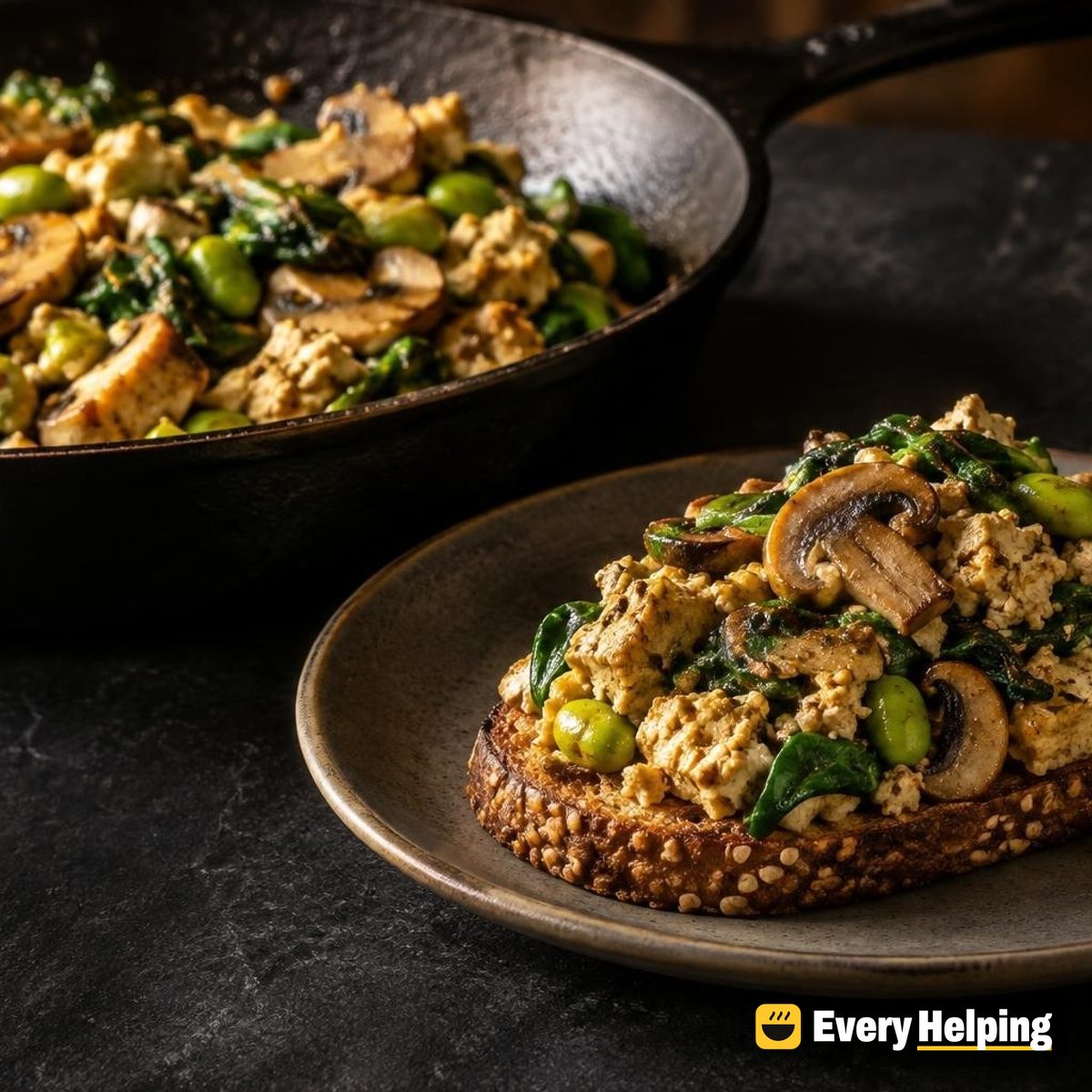 Miso-Ginger Tofu Scramble with Sesame Toast