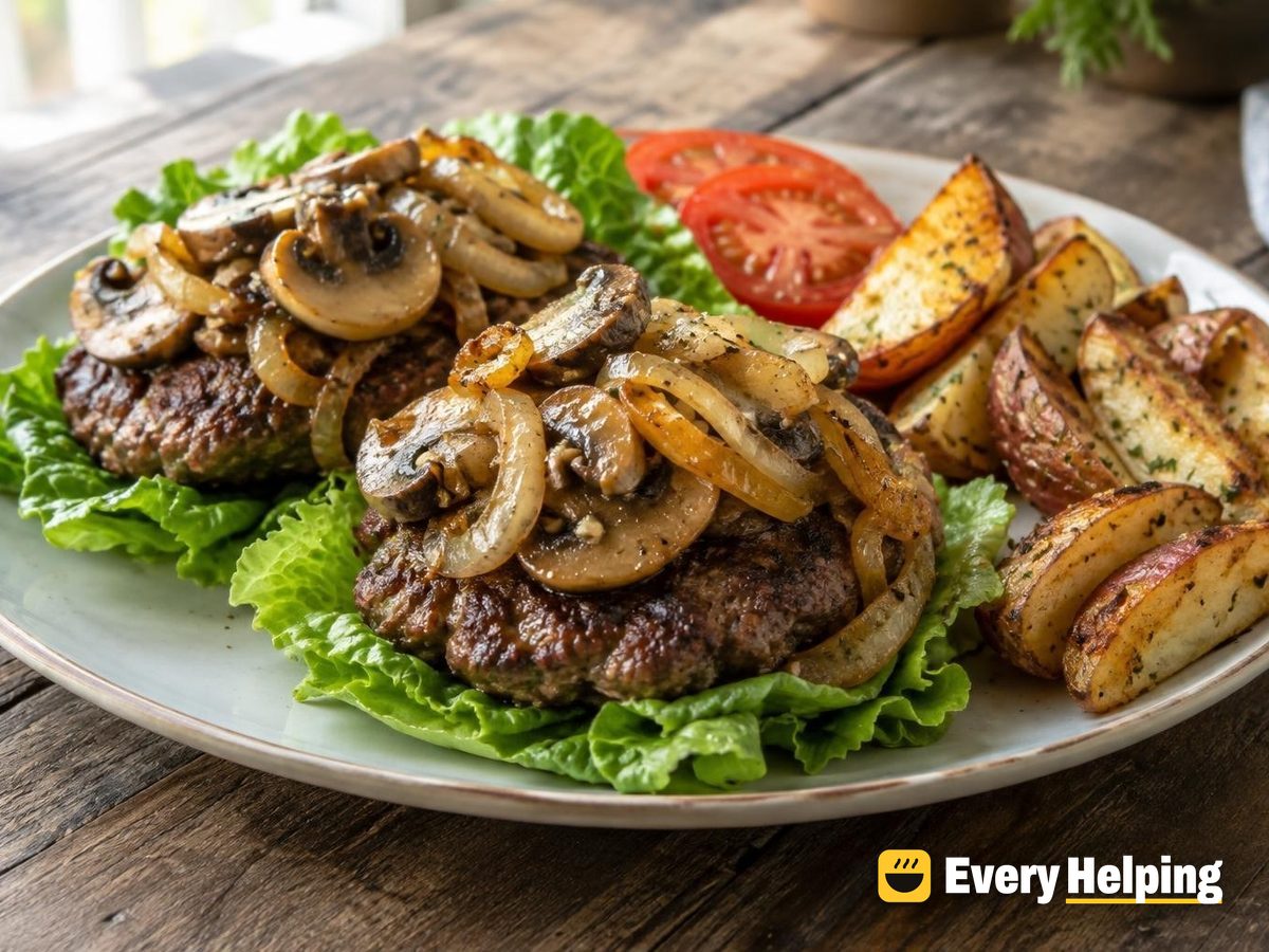 Bunless Beef Burgers with Mushrooms and Onions