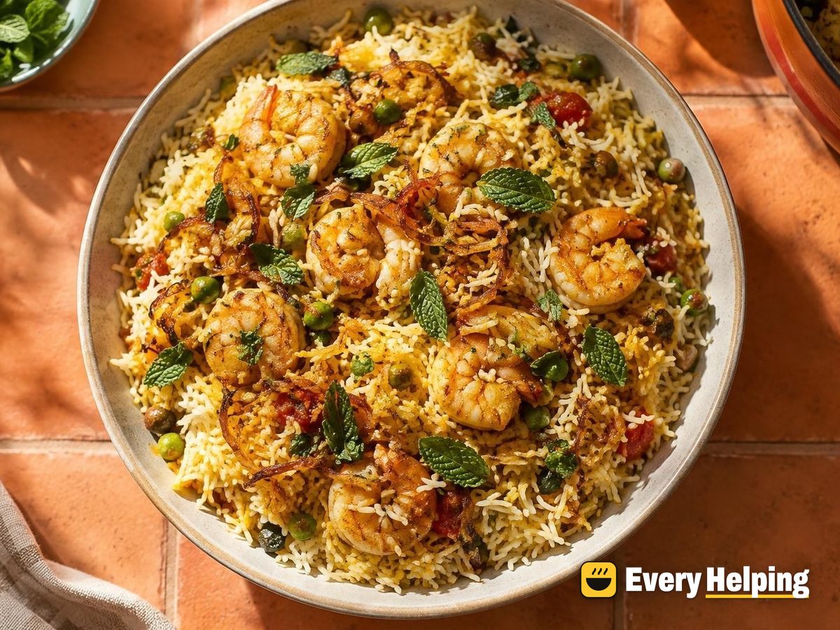 Ginger Garlic Shrimp Biryani