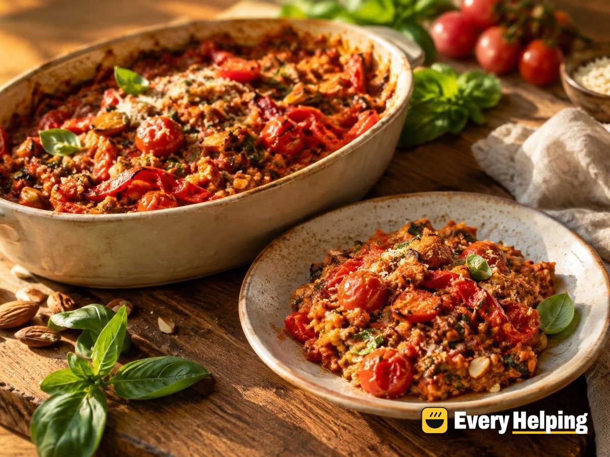 Roasted Pepper Almond Pesto with Sun-Kissed Tomato