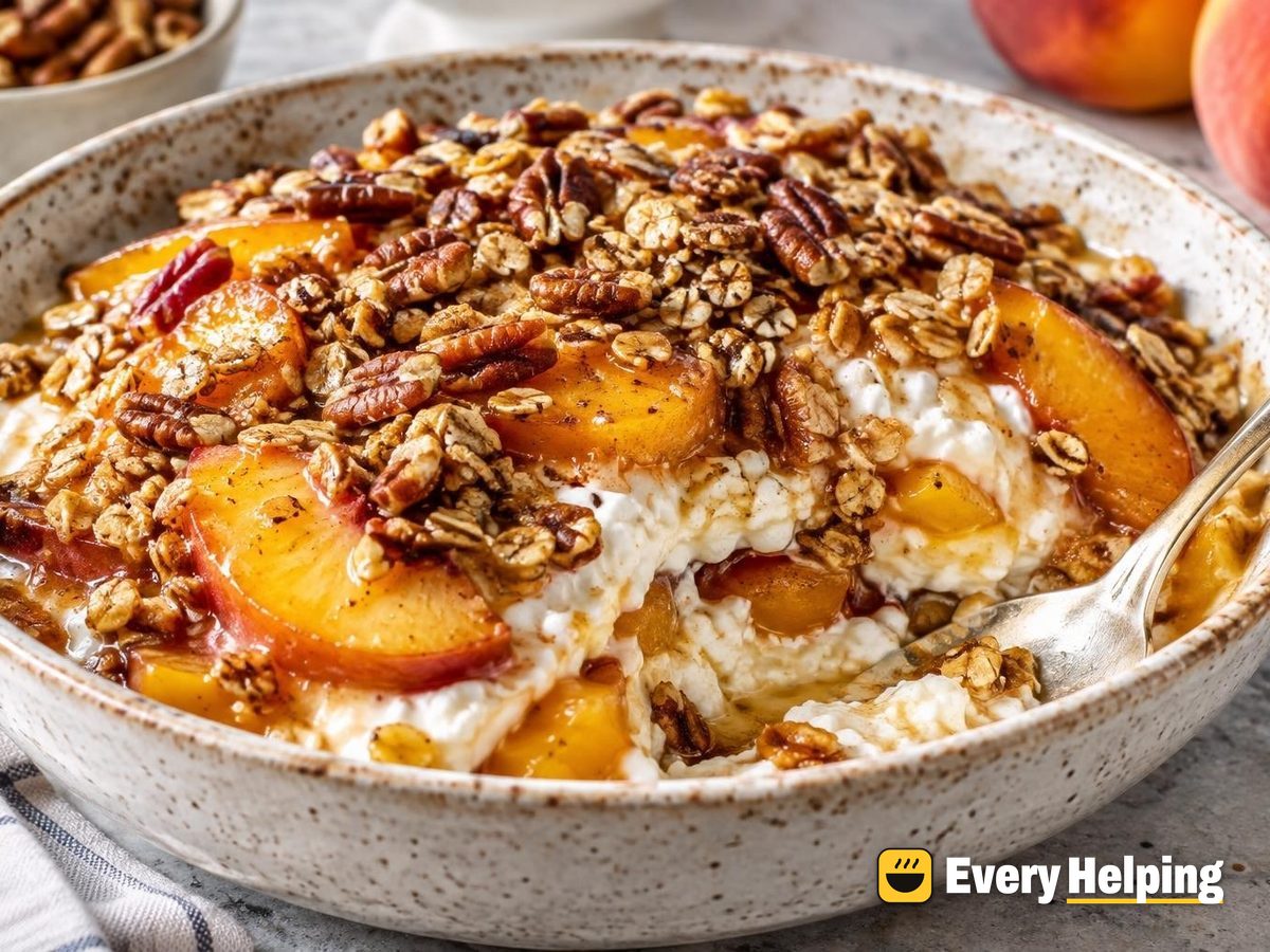 Cardamom Peach Yogurt Parfait with Pecan Crunch