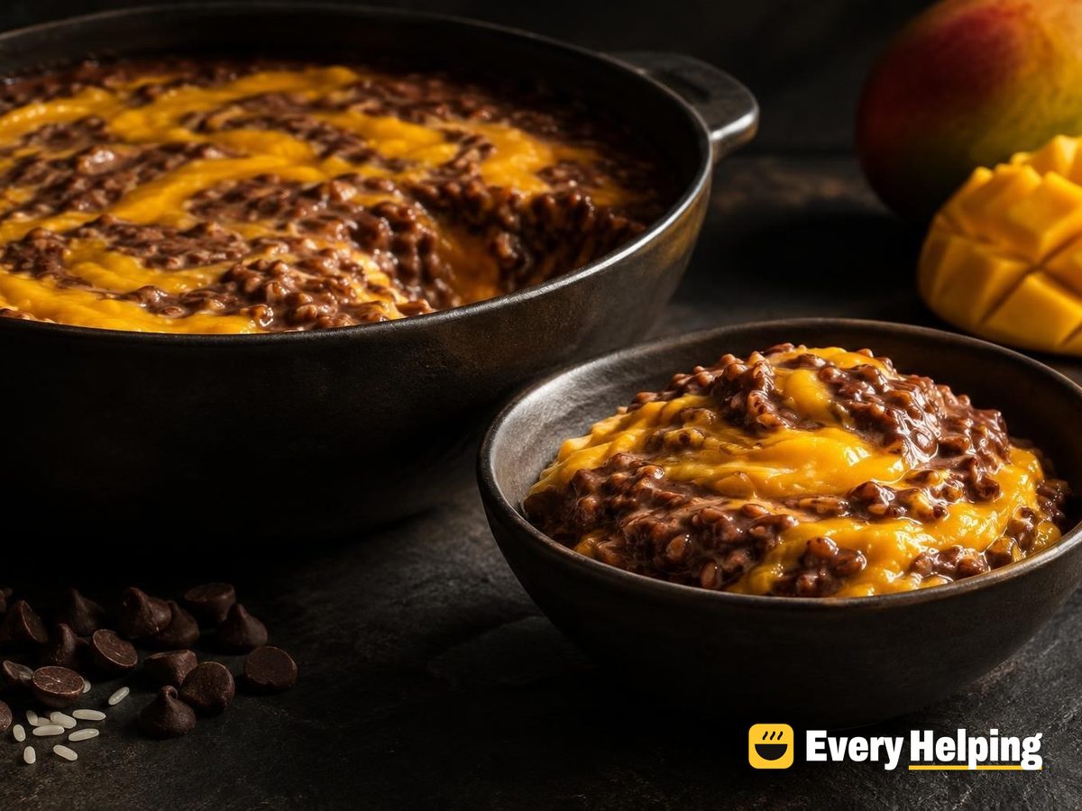 Chocolate Mango Swirl Rice Pudding