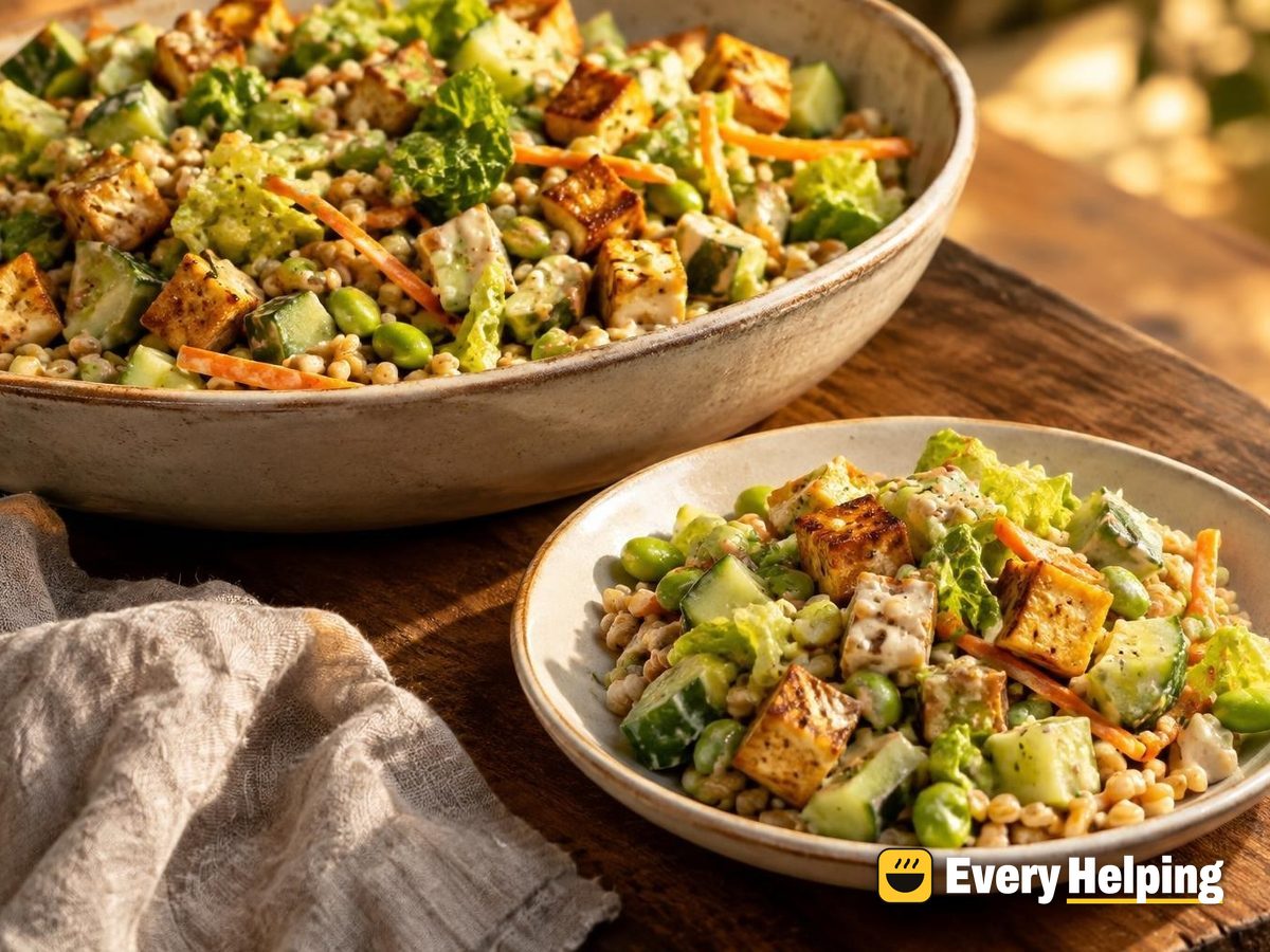 Miso-Ginger Tofu and Barley Chopped Salad