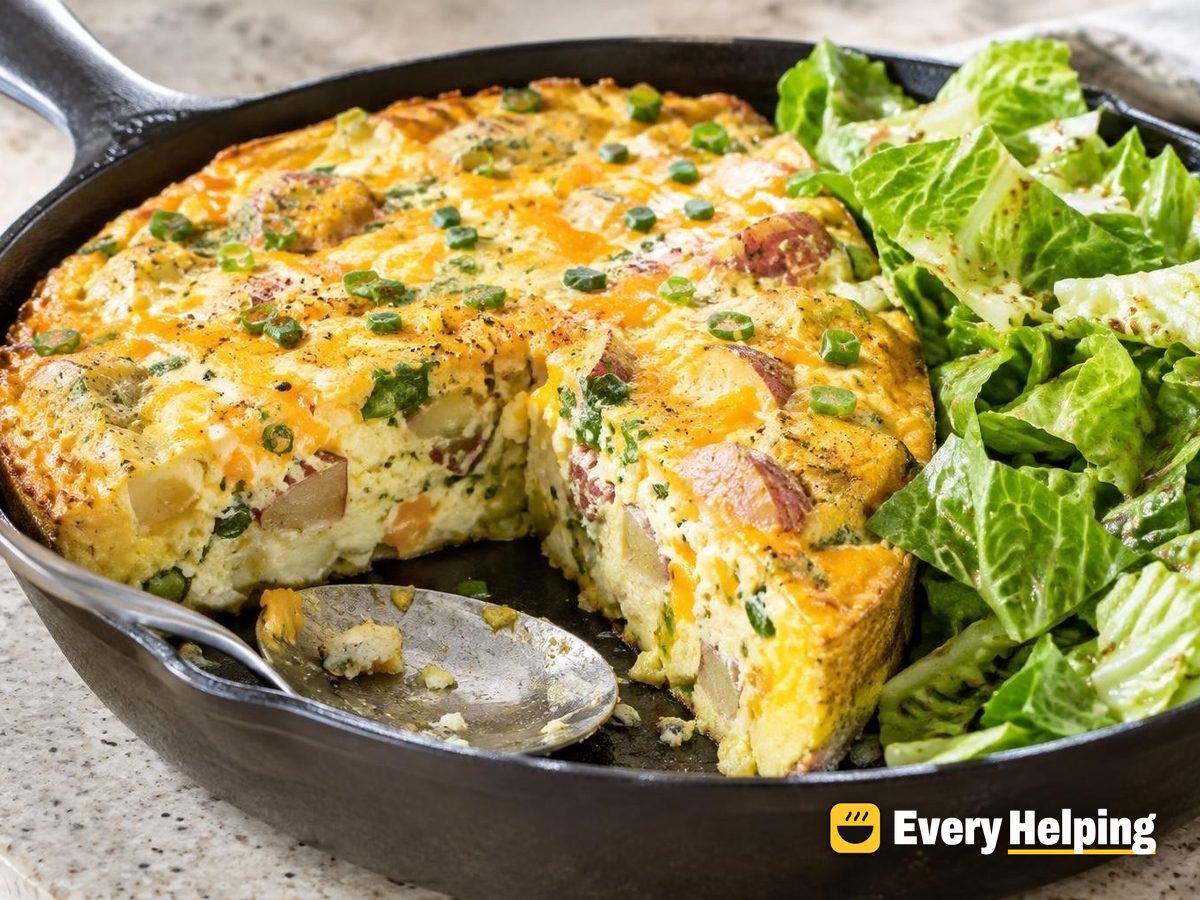 Oven Cheddar-Chive Frittata with Dressed Greens