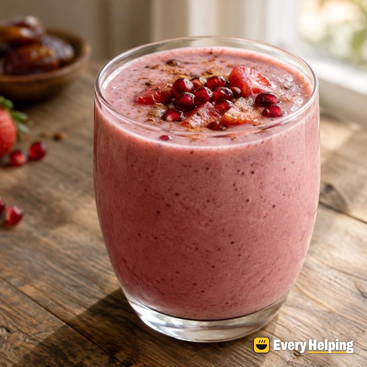 Strawberry Pomegranate Date Vanilla Lassi