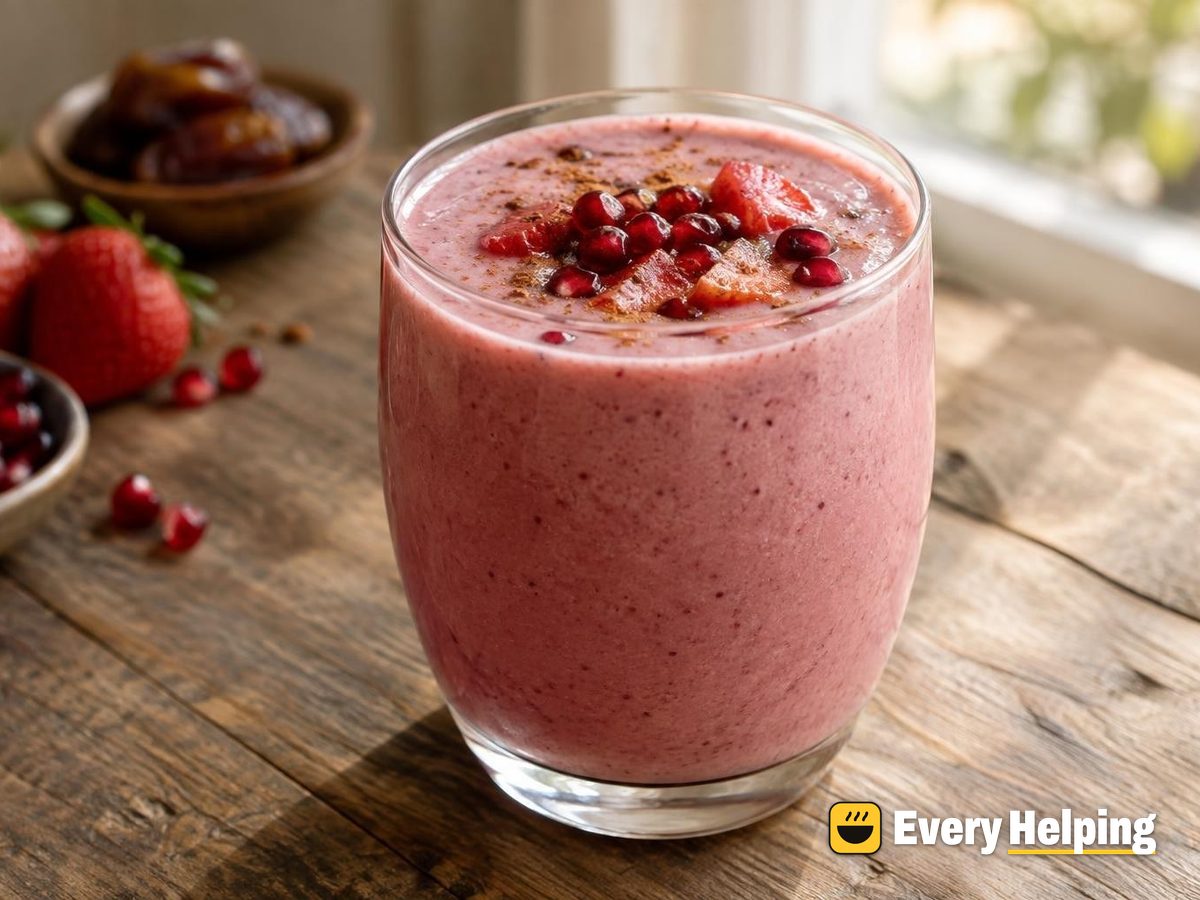 Strawberry Pomegranate Date Vanilla Lassi