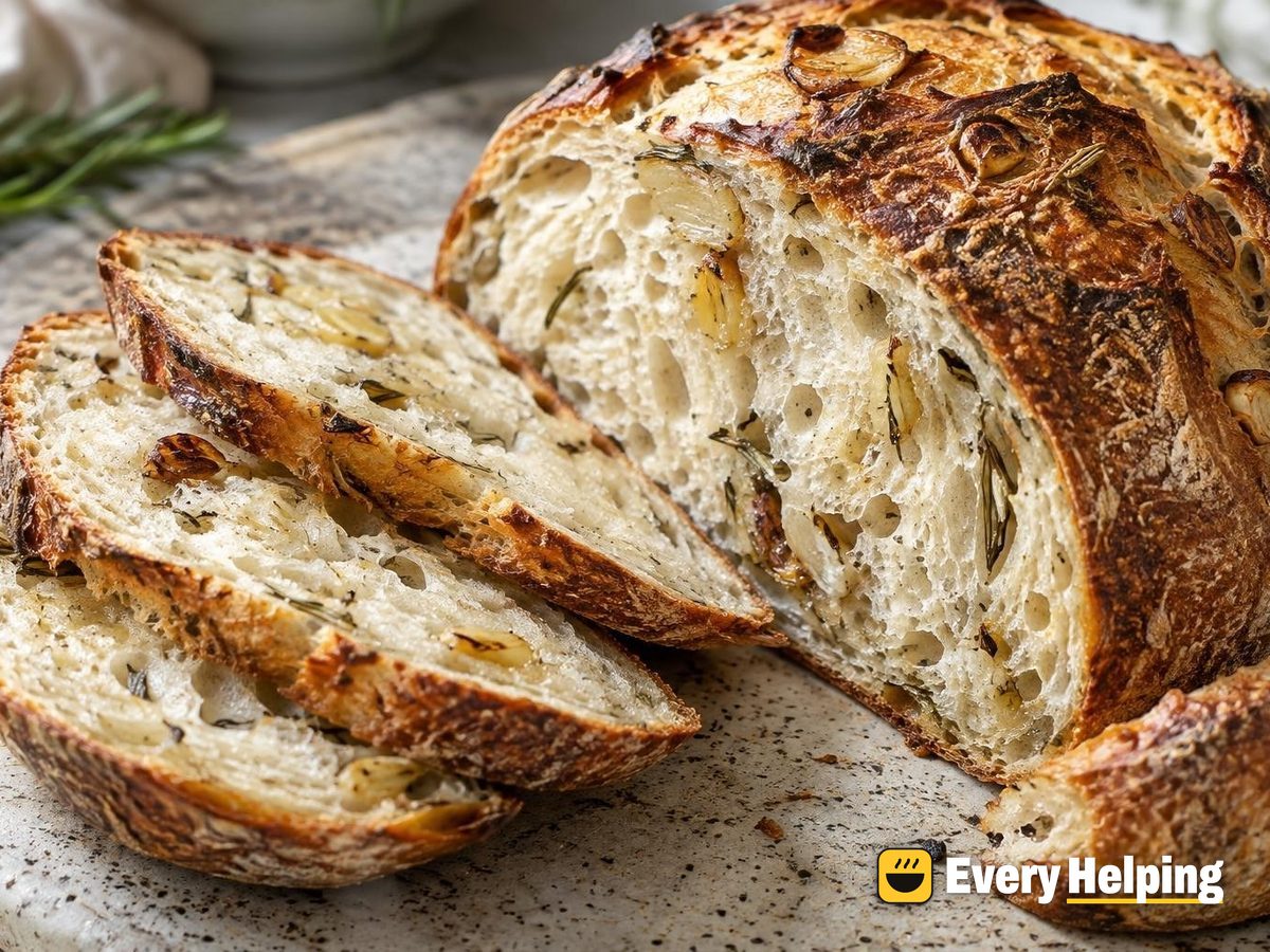 Roasted Garlic Rosemary Country Sourdough Boule