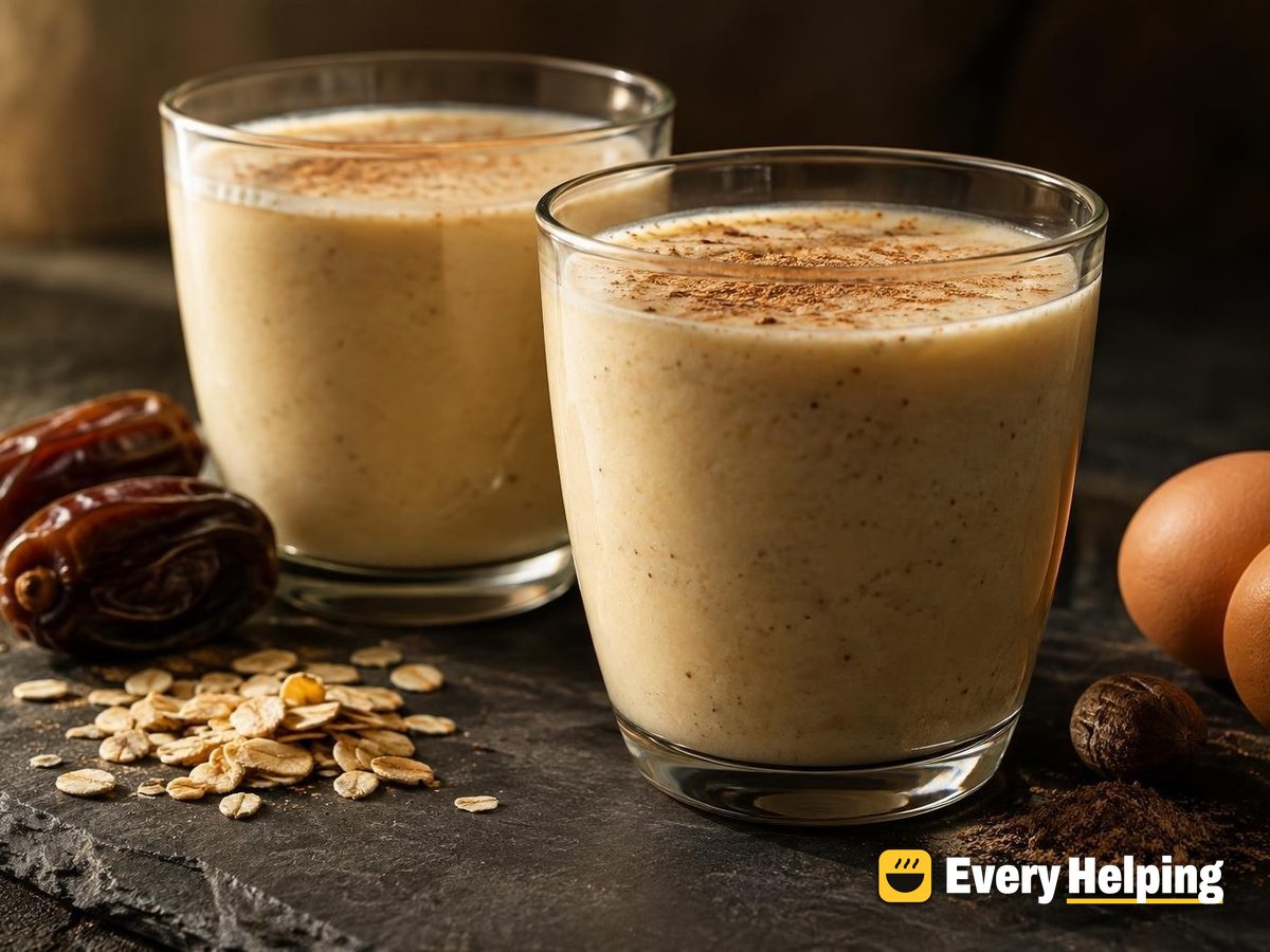 Chilled Date-Sweetened Oat Milk Eggnog