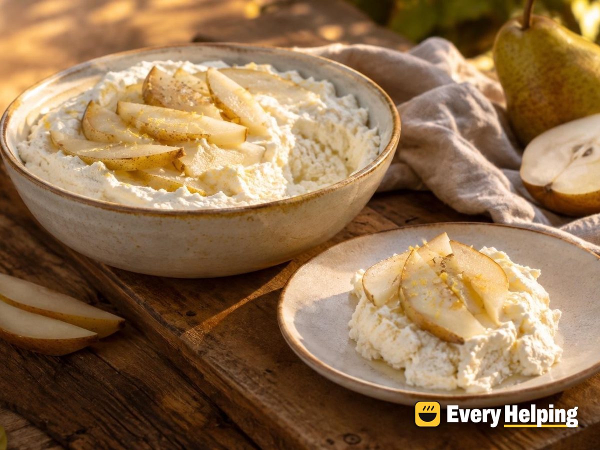 Whipped Cream-Enriched Ricotta Spread with Pears