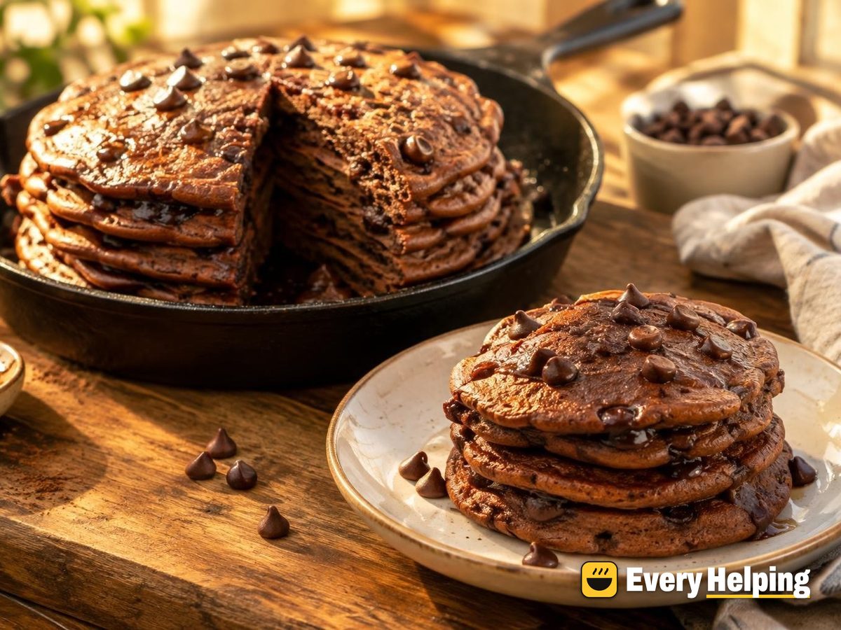 Fluffy Kefir Chocolate Chip Cocoa Pancakes